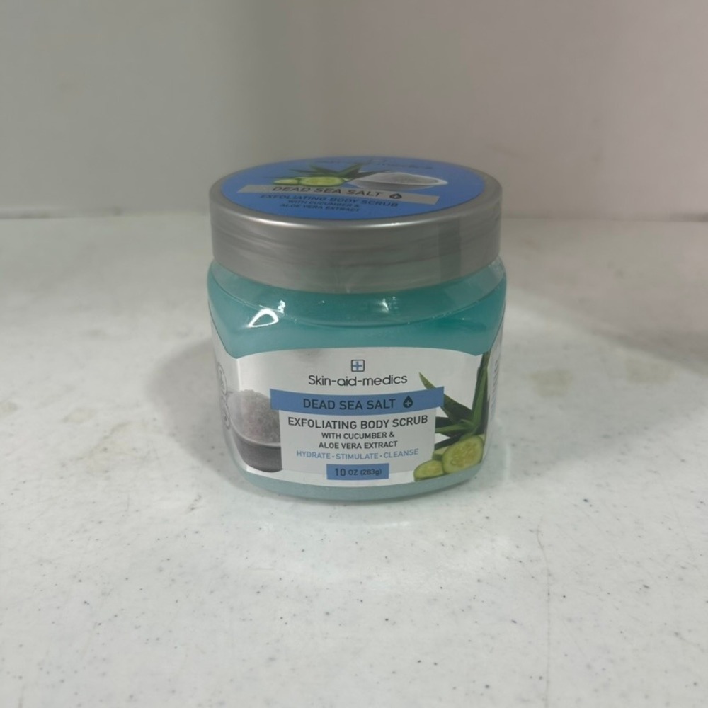 Skin-aid-medics Dead Sea Salt Exfoliating Body Scrub Cucumber Aloe 10oz 08308